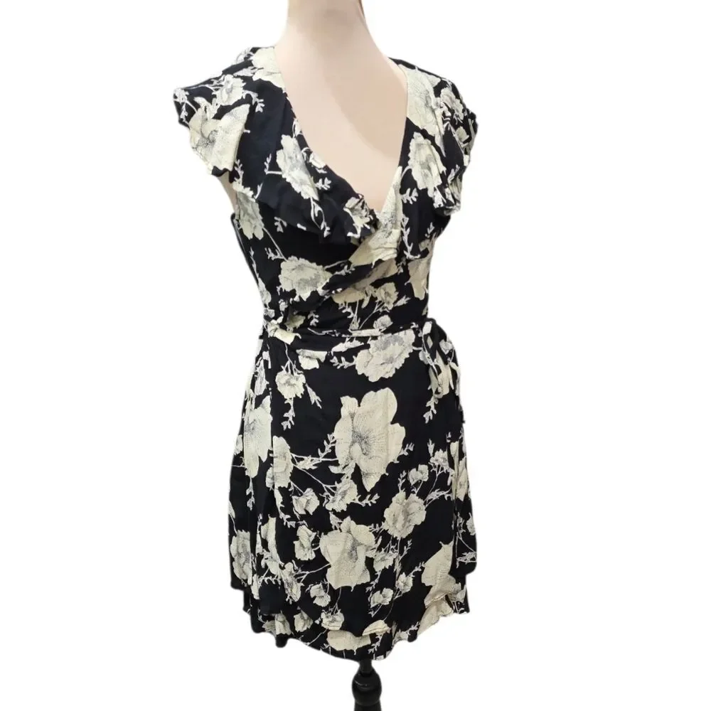 Free People French Quarter Wrap Dress Onyx Combo MSRP $128 Size M